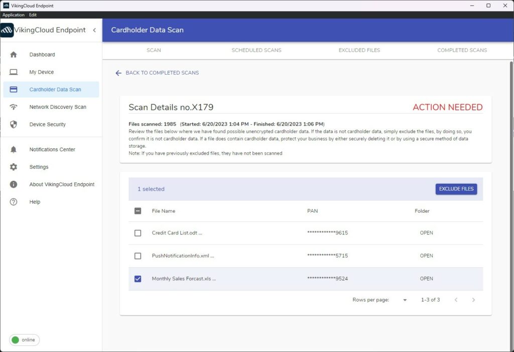 Scan for cardholder data VikingCloud Protect