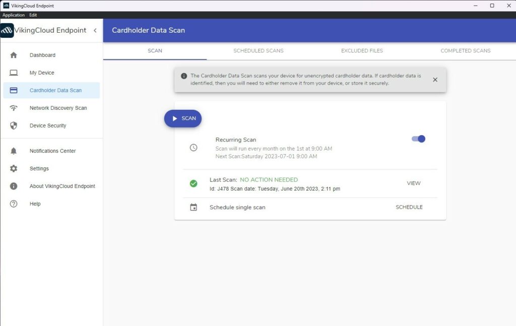 Scan for cardholder data VikingCloud Protect